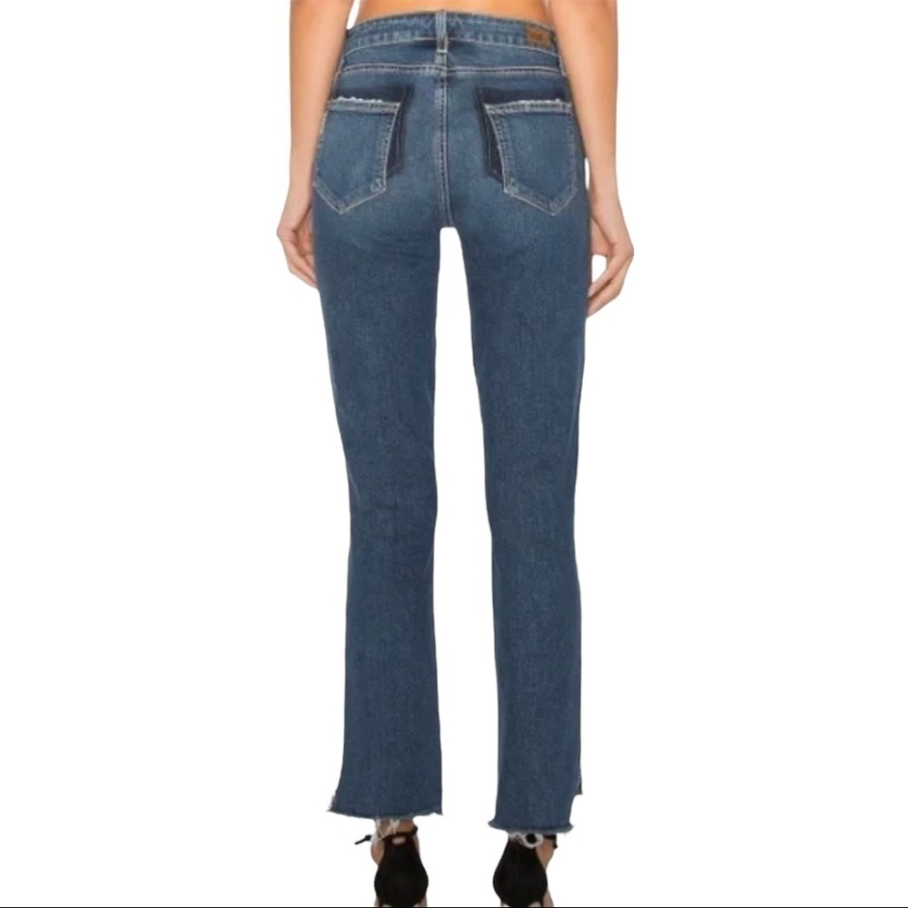 Paige Julia Medium Wash Felice Seamed Distressed Uneven Raw Hem Denim Jean 28x28 - Picture 2 of 14